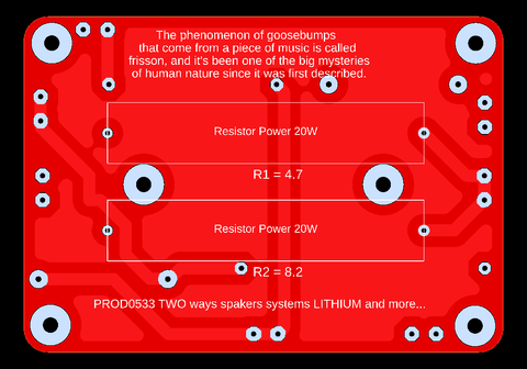 PCB Circuit board RED 100x70 crossover 2 way (LITHIUM ONE)